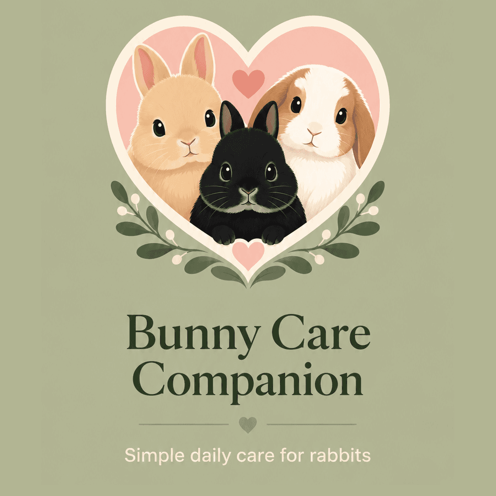 Bunny Care Companion - Three rabbits in a heart illustration